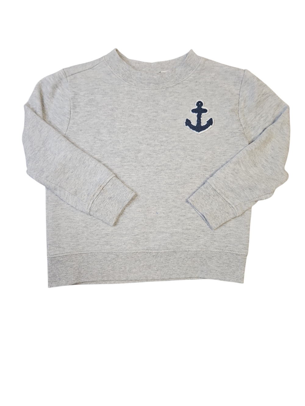 Janie and Jack Kids Toddler Light Gray Sweatshirt with Navy Anchor Size 3